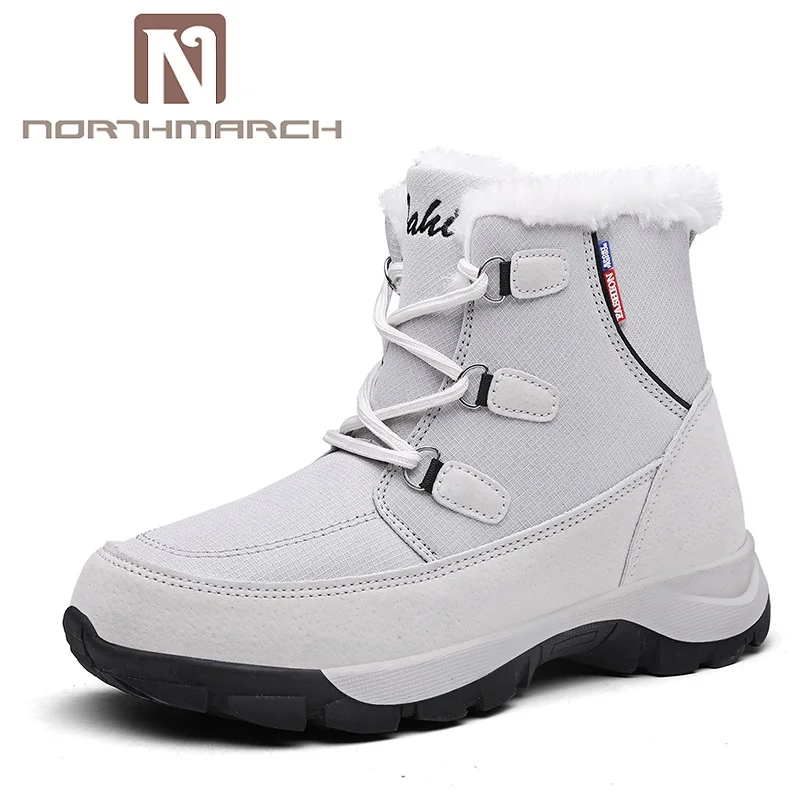 NORTHMARCH/Новая модная женская зимняя обувь; зимние ботинки; Теплые ботильоны; женские уличные кроссовки; botas De Invierno Mujer - Цвет: Серый
