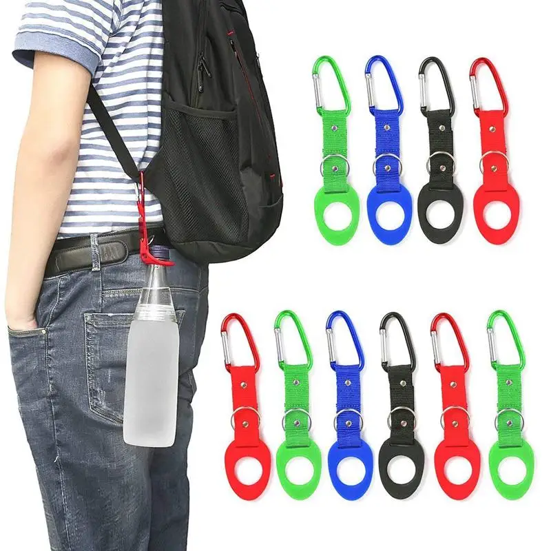 

Portable Water Bottle Buckle, 10PCS Bottle Convenient Carrying Clip Hook Holder D-Ring Hook Camping Hiking Traveling Emergency A