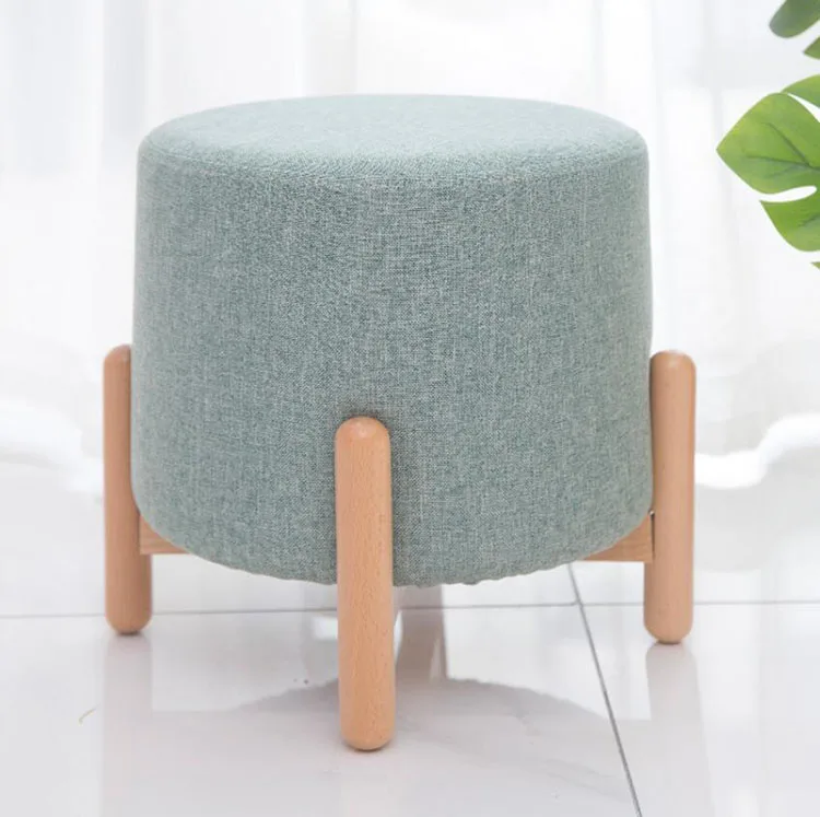 Modern Round Stools Upholstered Footstool  for Living Rome Sofa Fabric Ottomans Chairs