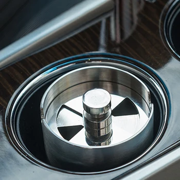 

Stainless Steel Round Ashtray Holders Ashtray Coin Tray Vehicle Ash Tray Portable Anti-scalding Space-saving Cigarette Holder