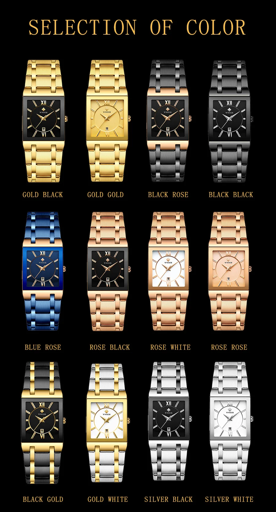 relógios masculinos moda quadrado relógio de pulso