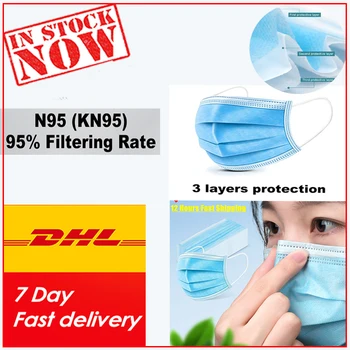 

Ship To USA DHL 50pcs n95maskes kn95maskes mascarilla kn95mask facemasks 5 layer black anime earloop respirator pocket insert