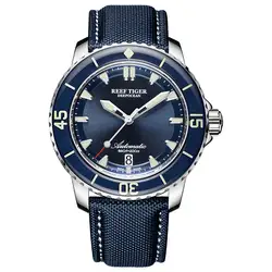 Новинка 2019 Reef Tiger/RT супер светящиеся часы для дайвинга мужские синие Циферблат аналоговые автоматические часы нейлоновый ремешок reloj hombre