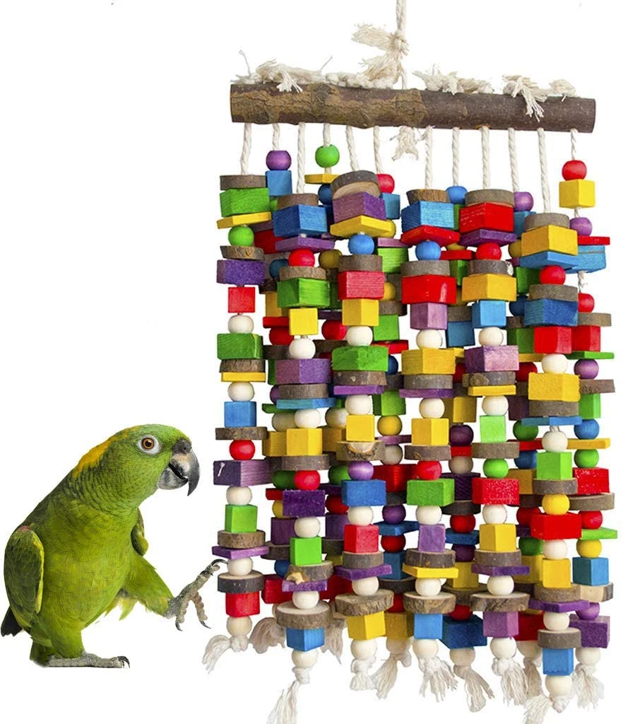 鳥のおもちゃのオウムおもちゃメイド自然の木のオウムのおもちゃ大規模および中規模鳥のベストのおもちゃアフリカグレー Parakeets フィンチ B 鳥のおもちゃ Aliexpress
