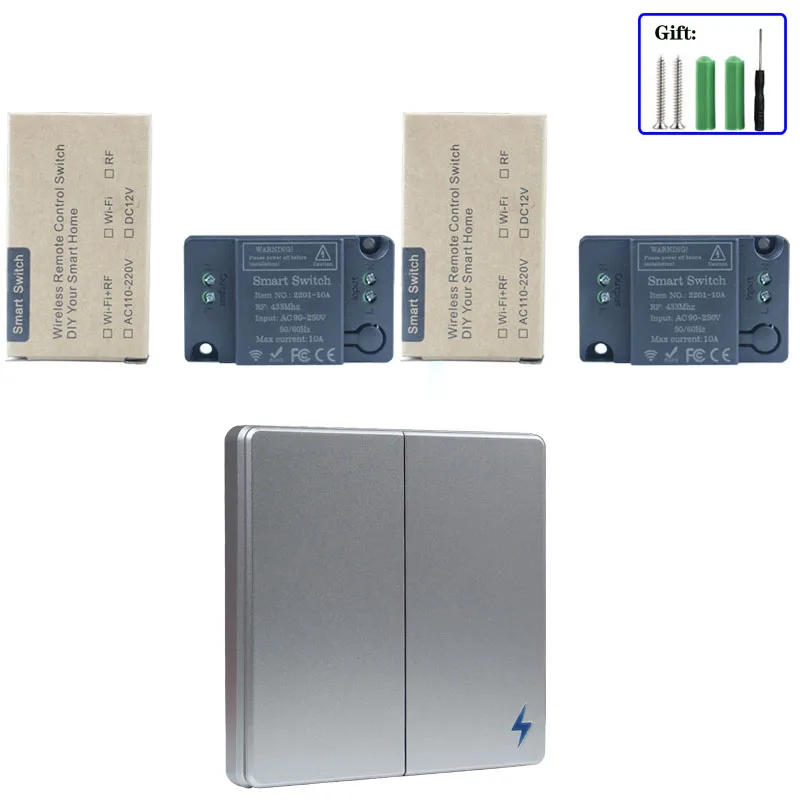 ZKRLLF Wireless  Remote Control Switch AC 110V 220V Lamp Light LED Bulb Wireless Switches Corridor Room Home Wall Panel Switch-15