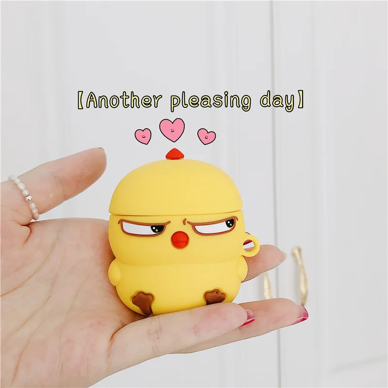 3D Cartoon Arrogant Chick Silicone Case Keychain for Apple Airpods 1 2 Cases Wireless Bluetooth Earphone Cover | Украшения и