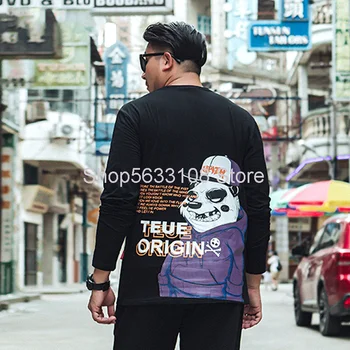 

T1162 Long Sleeve Plus Fat Plus Men's Wear Fat Man Big Size Men's Wear Long Sleeve Cartoon Printing 150-290 Jin