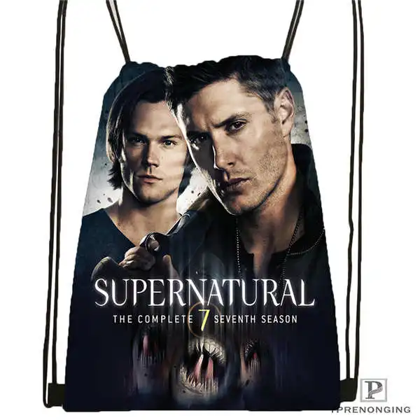 Drawstring Backpack Индивидуальная сверхъестественная походная сумка на шнурке, милый рюкзак для детей(черная спинка) 31x40 см#20180611-02-90 - Цвет: Drawstring Backpack