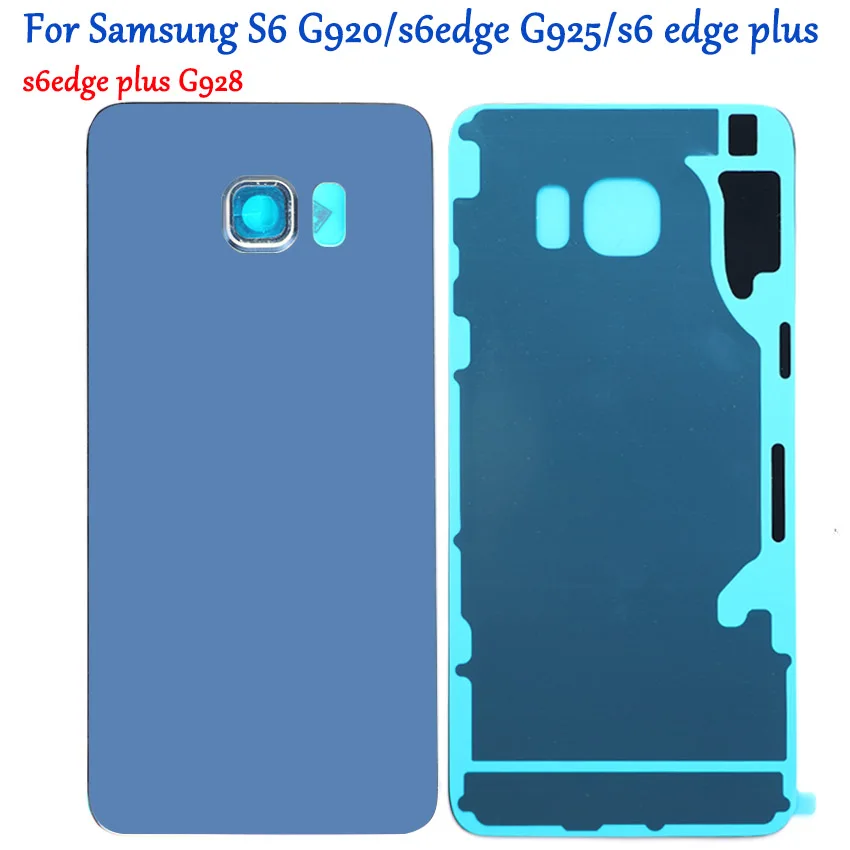 Для samsung Galaxy S6 G920F S6 edge plus G925F G928F корпус стеклянная Задняя крышка батареи+ крышка объектива камеры+ наклейка