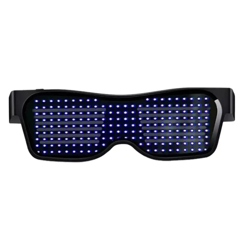Hot USB Charge APP Control Eyeglasses Magic Bluetooth Led Party Glasses Multi-lingual Luminous Eye Glasses For Nightclub Party - Цвет: Blue