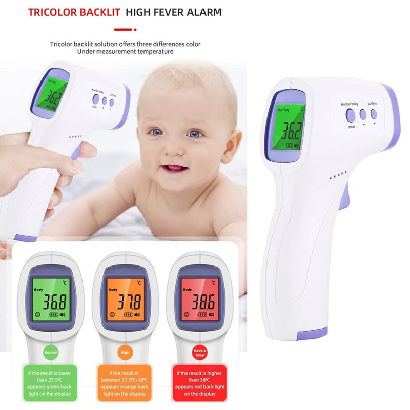Termometro per bambini LCD digitale a infrarossi Misurazione del corpo Fronte Orecchio Febbre per adulti senza contatto IR Termometro per bambini
