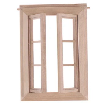 

1:12 Dollhouse Miniature Wooden 6 Pane Frame and Glass Plate DIY Doll House Furniture Toys Accessories
