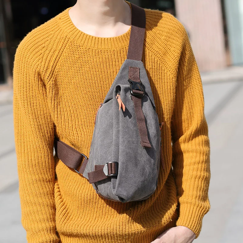 

2019 New Style Canvas Chest Bag Men's Fashion Cool Style Shoulder Bag Outdoor Sports Shoulder Bag