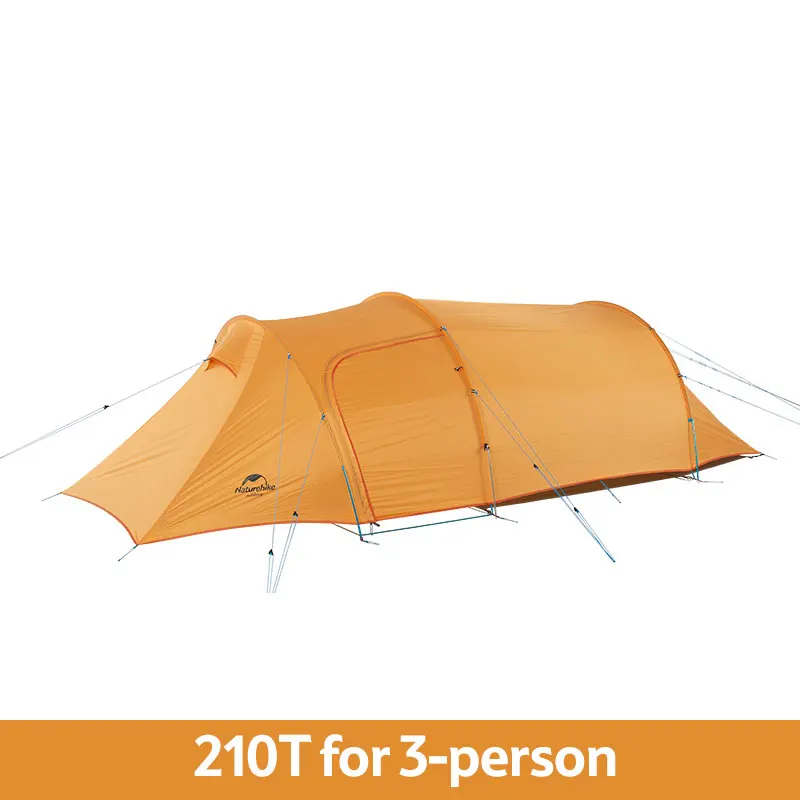 Naturehike сверхлегкий тоннель Opalus палатка для 2~ 4 человек 20D/210T ткань палатка с свободным следом ноги NH17L001-L - Цвет: 210T Orange 3P