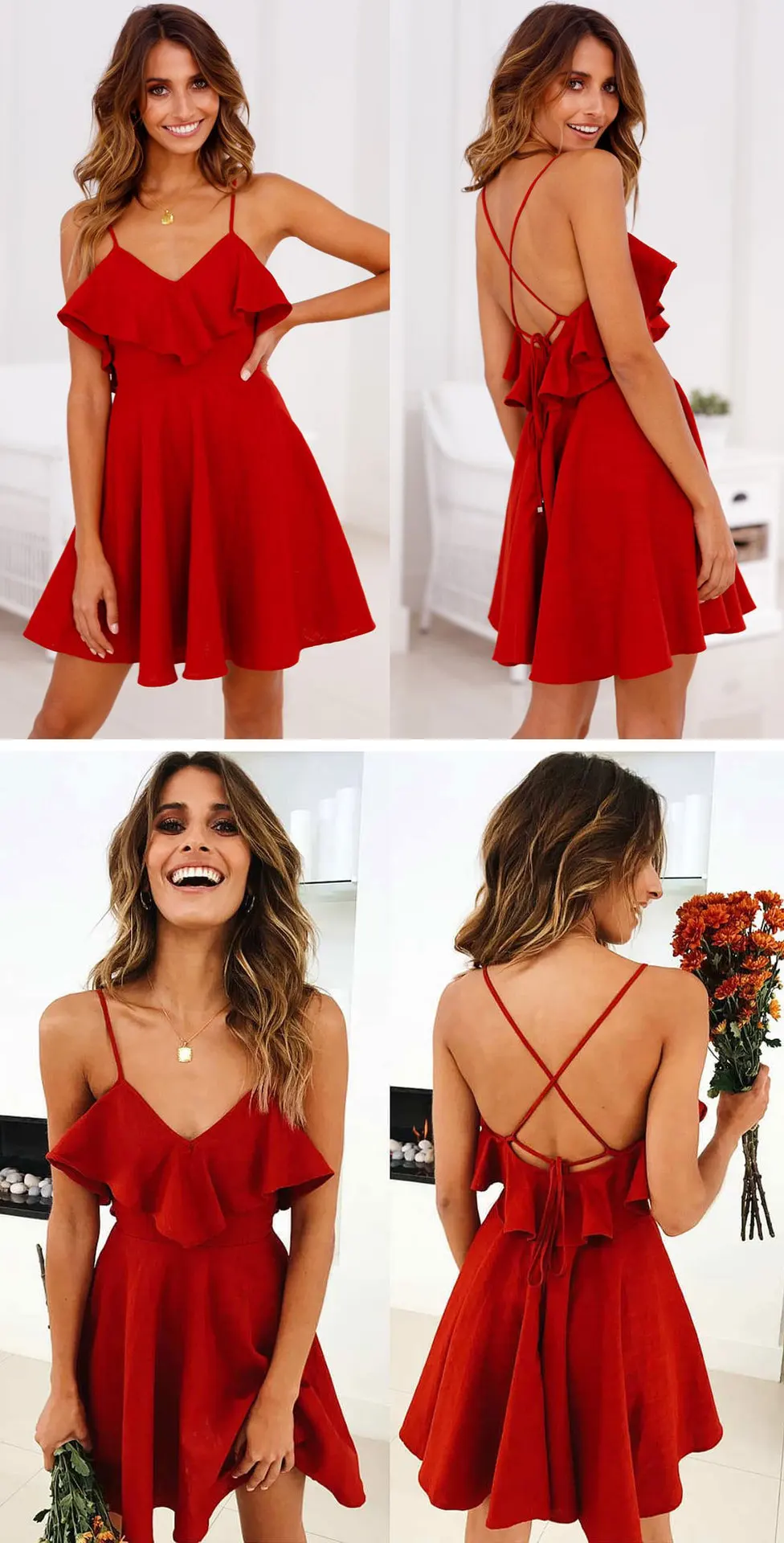 backless cross straps dress