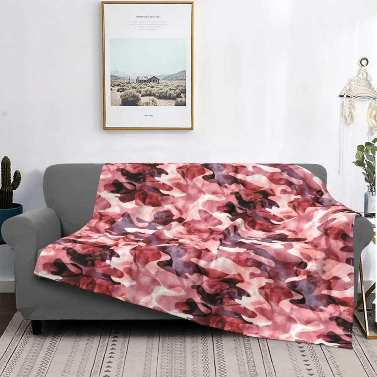 

Abstract Hand Drawn Watercolor Tie Dye Camouflage Blankets Fleece Decoration Throw Blankets for Bedding Bedroom Plush Thin Quilt