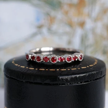 

European And American Popular Line Ruby Zircon Ring Ladies Elegant Simple Jewelry For Girlfriend Fashion Romantic Jewelry Gift