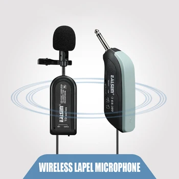 

Wireless Lavalier Lapel Microphone System UHF Channel with Transmitter Mini Lapel Mic Portable Receiver for Conference Teaching