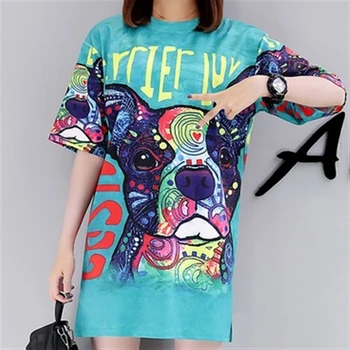 

2020 New Summer Women Loose O-Neck Short Sleeve T-shirts Female Fashion Street Style Cartoon Printing Stitching Tops QX177