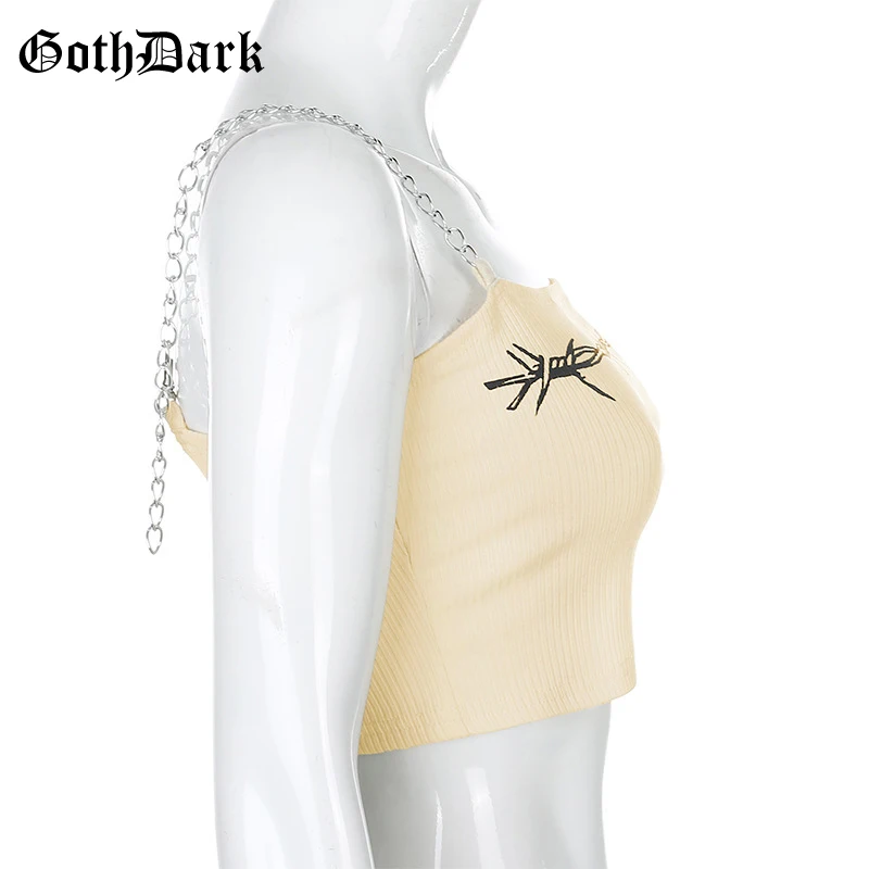 Women Chain Strap Crop Tops Bodycon Punk Style Streetwear Outfit