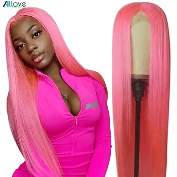 

Allove Pink Wig 13x4 Straight Human Hair Wigs 150% Ombre Hair Wig Orange Lace Front Human Hair Wigs For Women Malaysian Hair Wig
