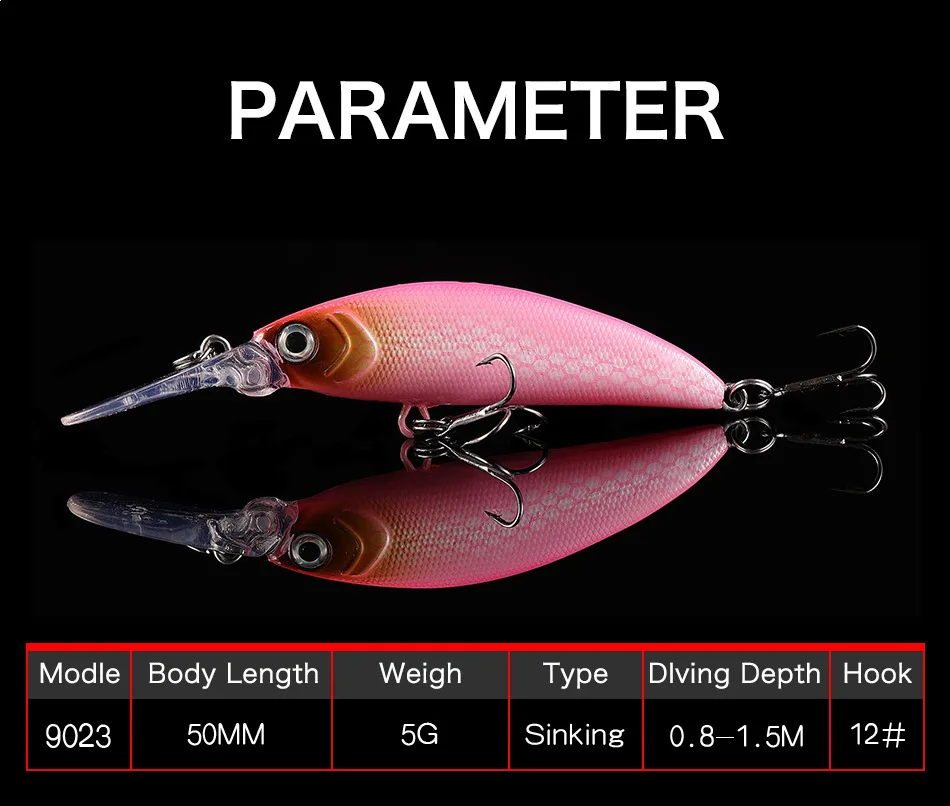 Description Picture 3 of item2021 50SS Minnow 50mm 5g sinking Fishing Lure diving depth 0.8-1.5m Wobbler Pesca Bass Pike Fishing Tackle 2021
