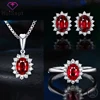 HuiSept 925 Silver Sapphire & CZ Jewelry Set – Necklace, Earrings & Ring