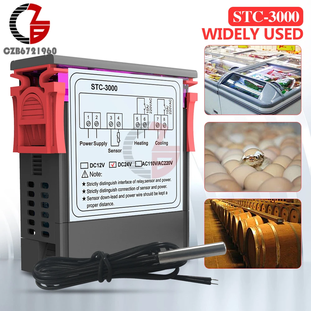 STC-3000 DC 24V Цифровой термостат регулятор температуры Регулятор инкубатор для внутреннего холодильника термоконтроль переключатель
