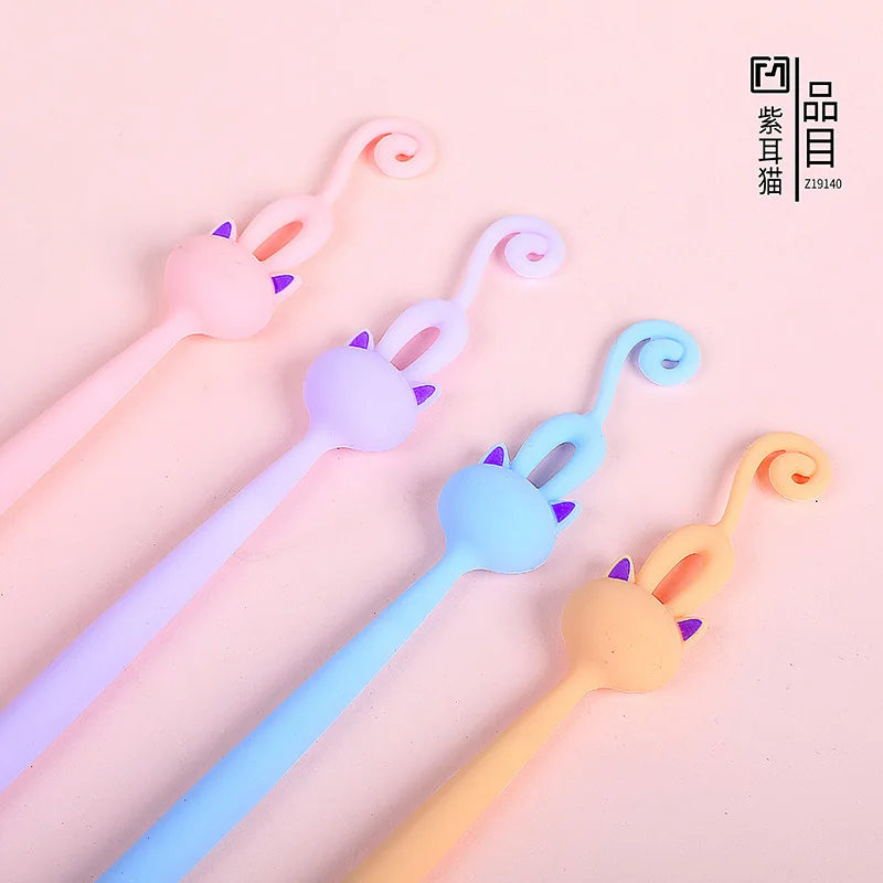 

Ручка нейтральная с фиолетовыми ушками и котом, 0,5 мм, 20 шт.