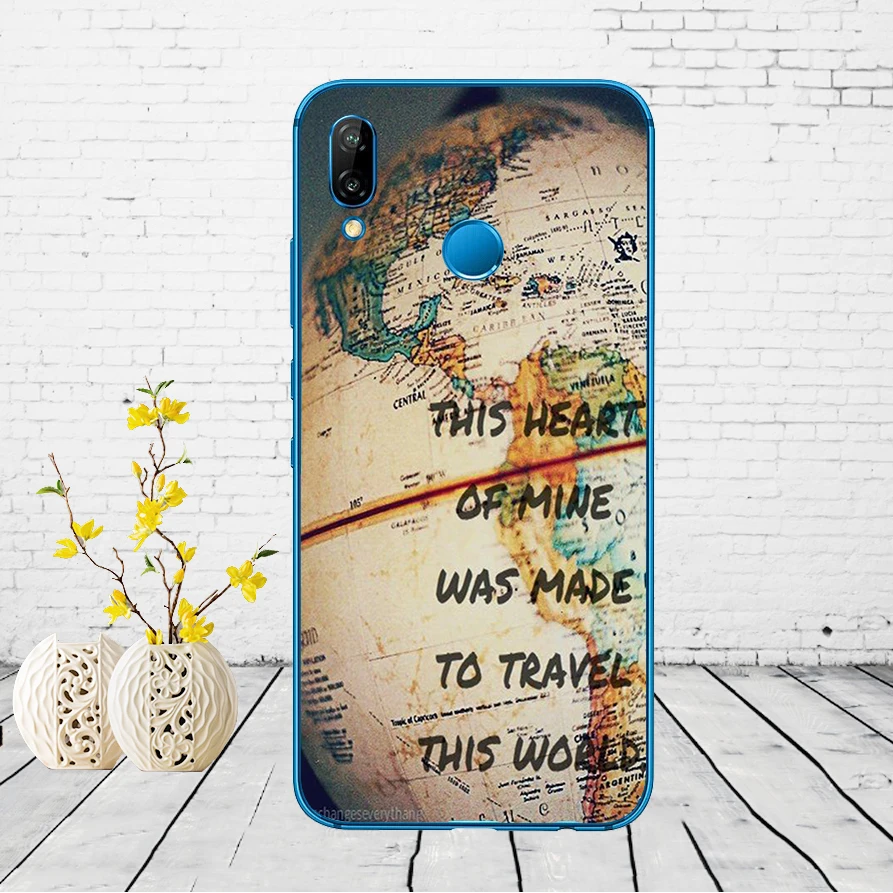 110DD World Map Travel Plans Clear Soft Silicone Cover for Huawei P9 P10 P20 P30 Lite mate 10 20 PRO lite p smart case
