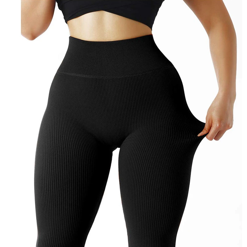 CHRLEISURE Sexy Women Fitness Leggings Ribbed Sports Women Leggins Push Up Legging Sport Femme High Waist 2021 compression leggings