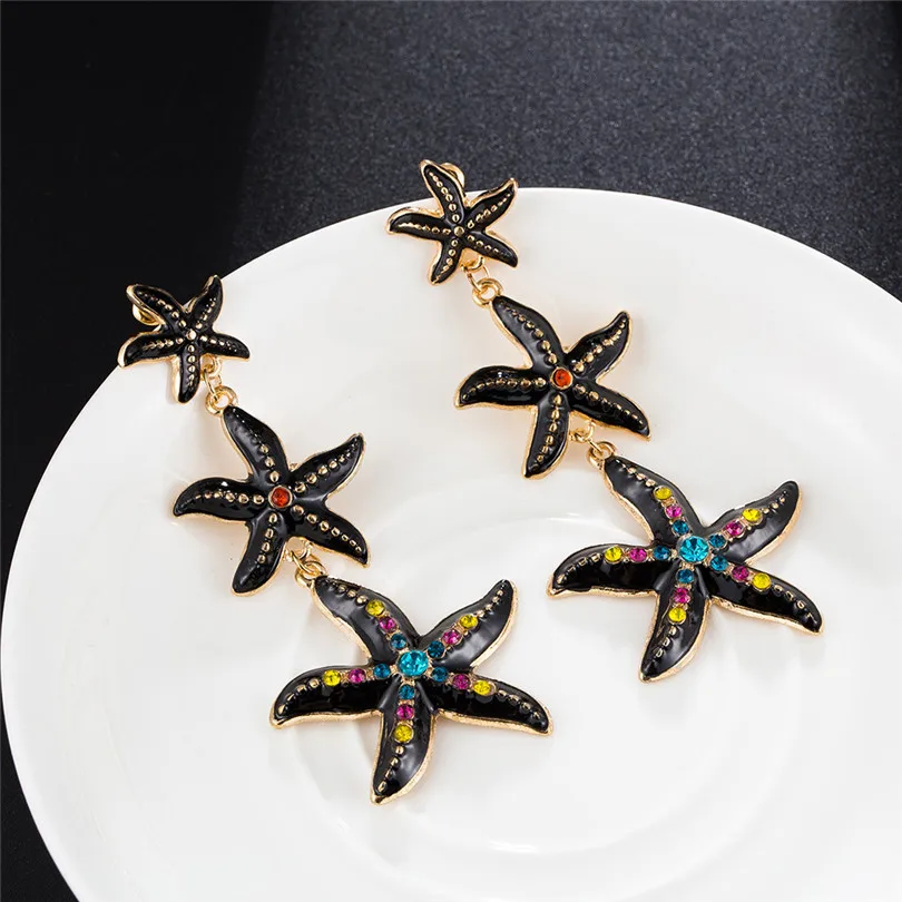 Starfish Shape Earrings For Women Bohemian Statement Earrings Retro Metal Stud Earrings Geometric Boucle D`Oreille Femme 30AUG2006