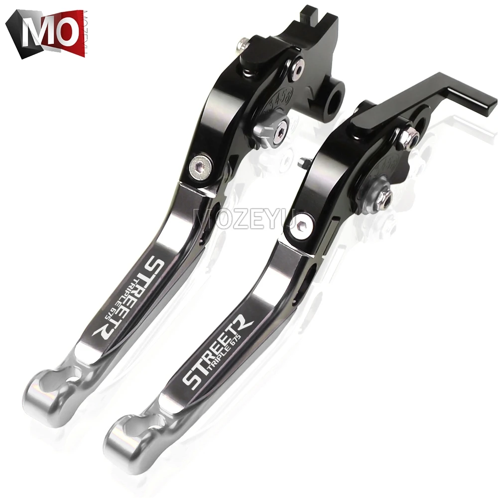 Black Titanium Silve Аксессуары для мотоциклов ЧПУ Регулируемая Складная Выдвижная сцепные рычаги для Triumph 675 STREET TRIPLE 2008- 2009 2010 - Цвет: Black Titanium Silve