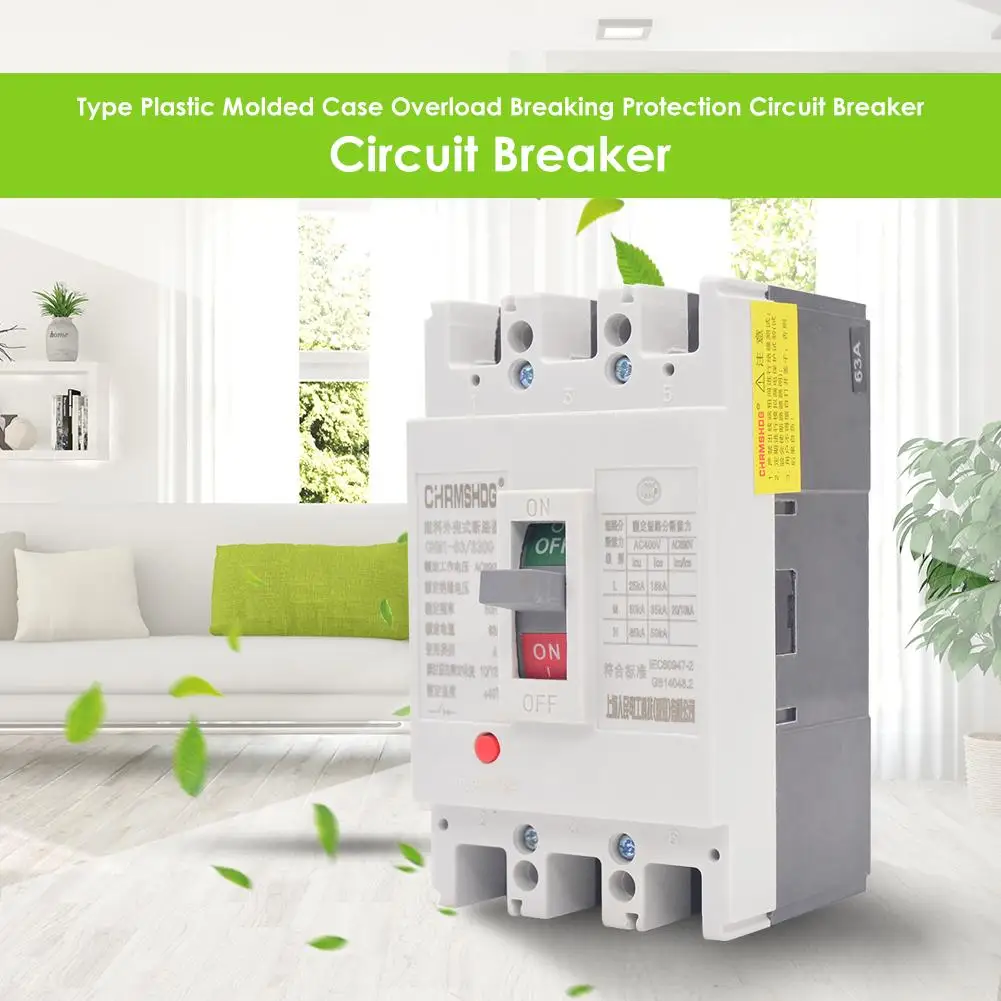 

63 Type Plastic Switch Circuit Breaker Molded Case Overload Break Protection Sensitive Reaction Electrical Equipment Accessory