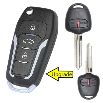 Keyforkess 433MHz ID46 aggiornato Flip 2 pulsanti telecomando portachiavi per Mitsubishi Pajero, Lancer e Outlander sinistra/MIT11R lama destra - KEYECU 433MHz ID46 aggiornato Flip 2 pulsanti telecomando portachiavi per Mitsubishi Pajero Lancer e Outlander