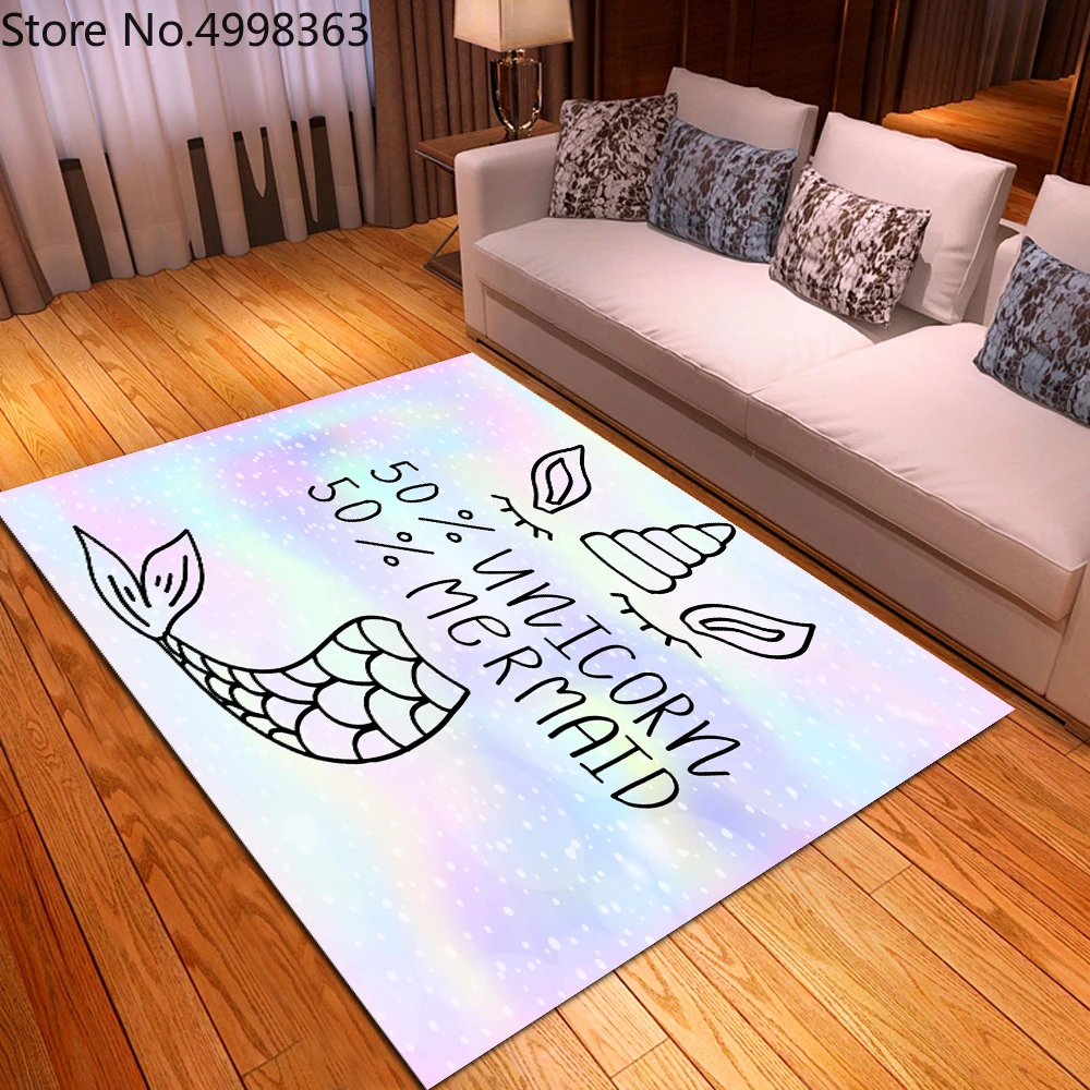 Unicorn Carpet Cartoon Polyester Area Rugs Animals Kids Bedroom Living Room Decor Floor Mats Entrance Doormats Anti Slip Mat | Дом и сад