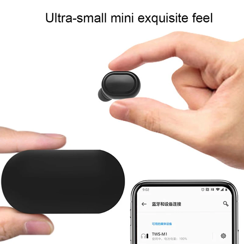 Femperna TWS M1 Bluetooth наушники, HD стерео беспроводные наушники, шумоподавление игровая гарнитура с зарядным устройством