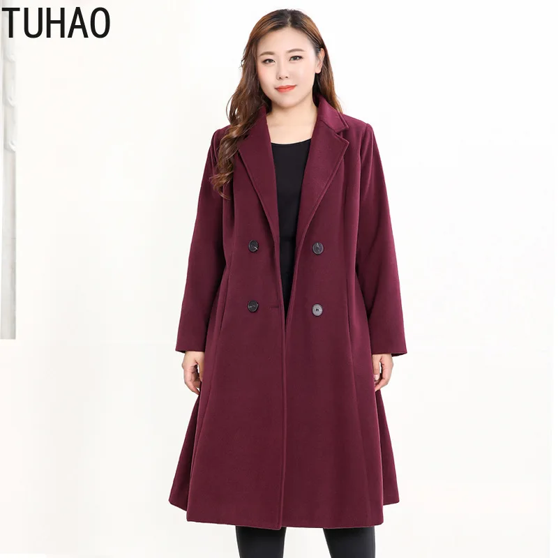 TUHAO Plus Size 10XL 9XL 8XL Long Blend Outerwear Women Overcoat Wool Coat High Quality Autumn Winter Jacket Elegant Coats | Женская