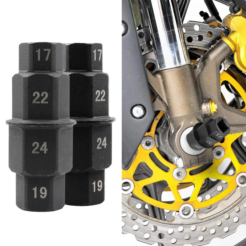 

Motorcycle Bike Front Wheel Spindle Removal Adapter Tool 17 19 22 24mm Hub Axle Hex Aid