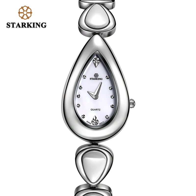 

STARKING Brand Watch Quartz Relogio Feminino Fashion Women Crystal Stainless Steel Wristwatch Ceramic Swiss Movt Bracelet Watch