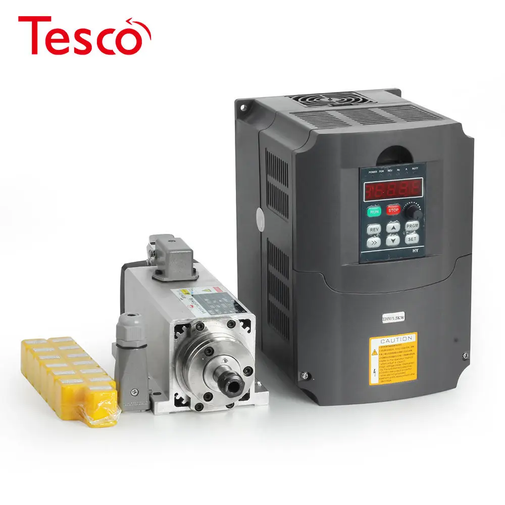 

free shipping CNC 220V 380v 2.2KW Square Air Cooling Spindle 2200w Air-cooled Milling Spindle + VFD Inverter + 13pcs/set ER20