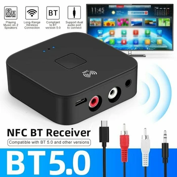 

Bluetooth 5.0 Receiver Wireless 3.5mm Jack AUX NFC to 2 RCA Audio Stereo Adapter