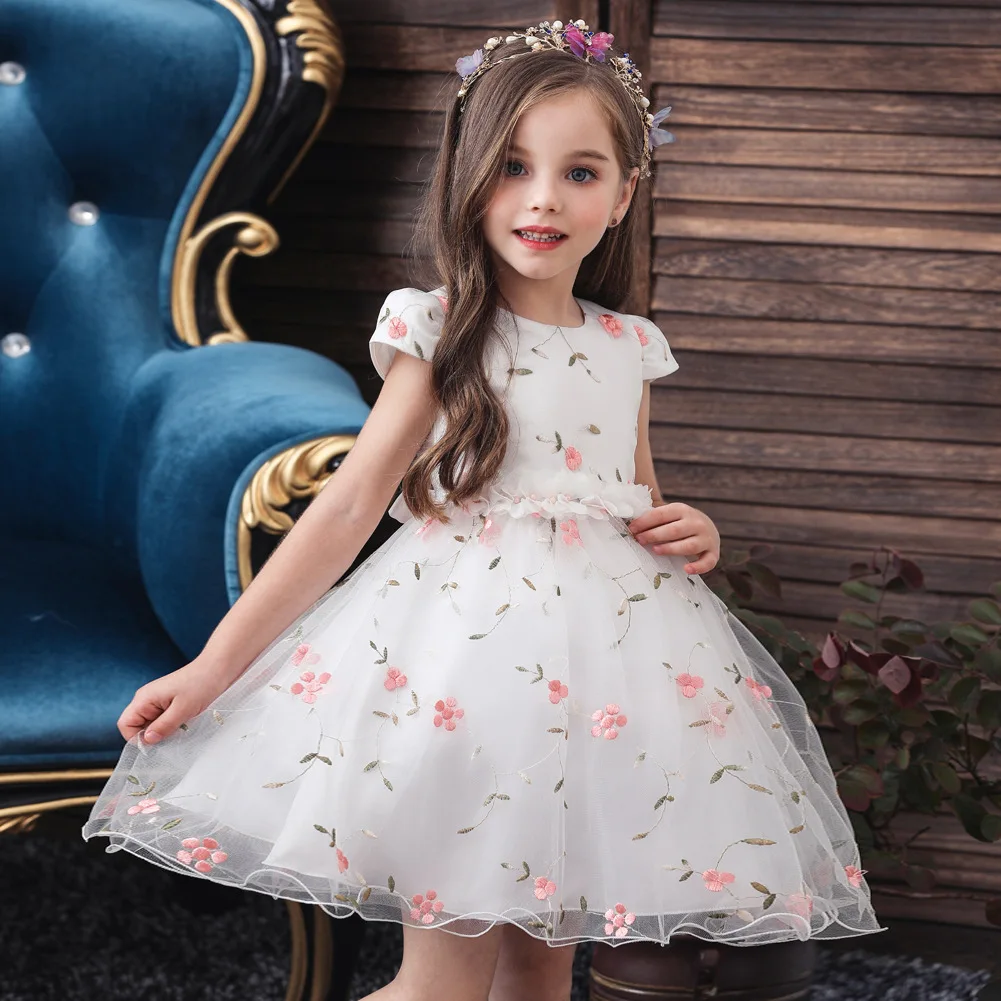 

CHILDREN'S Full Dress Women's Infant Short Sleeve Floral Princess Puffy Dress Girls Wedding Dress Flower CHILDREN'S Dress