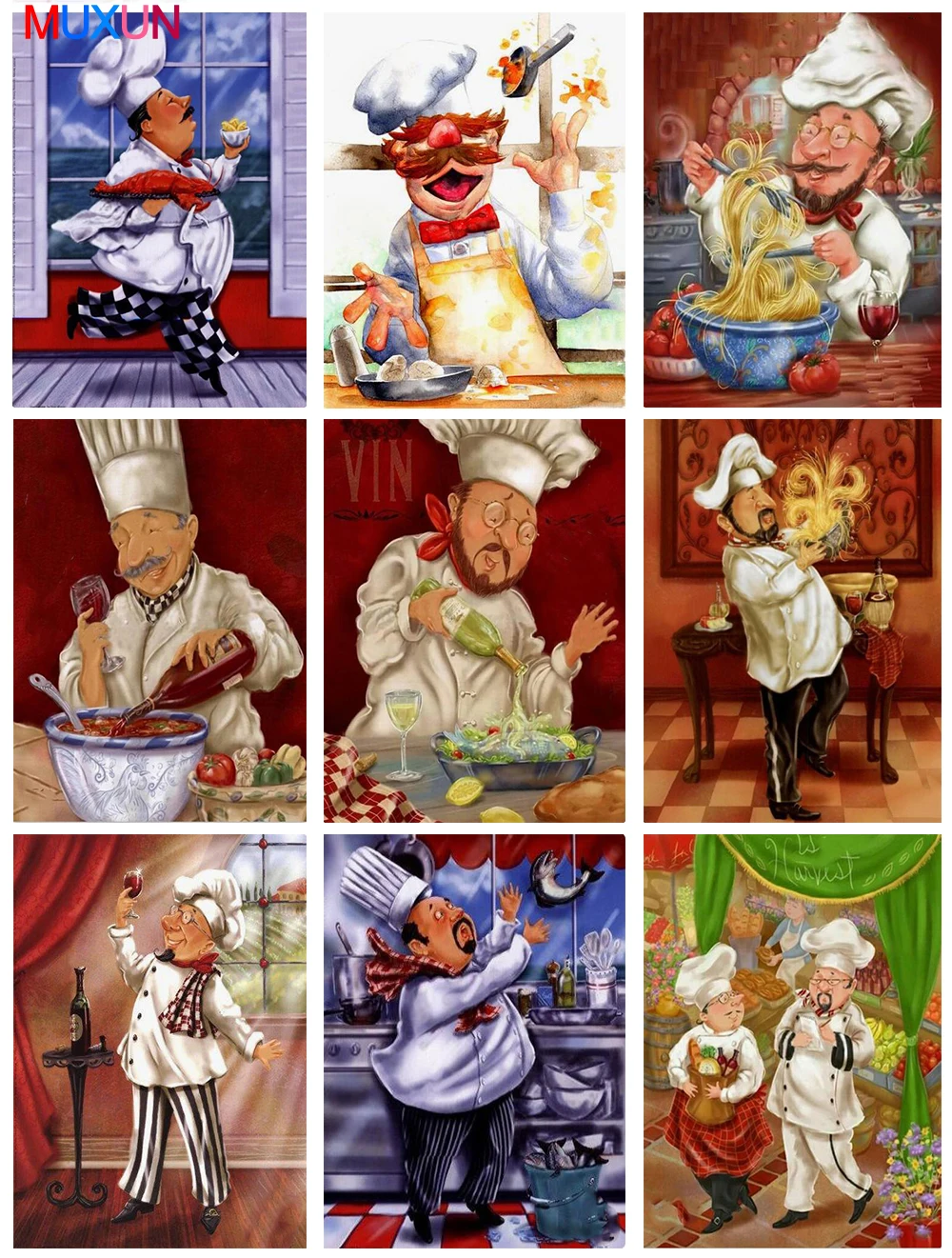 

Diamond Painting Cross Stitch Pattern Diamond Embroidery Cartoon Happy Chef Diamond Mosaic Home Kitchen Decoration Gifts H8110