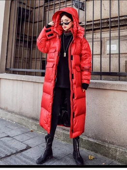 

Sharezz Winter Jacket Women 2020 New Fashion Thick Long Glossy Down Padded Coat Female Loose Fit Hooded Overcoat Winter Parka