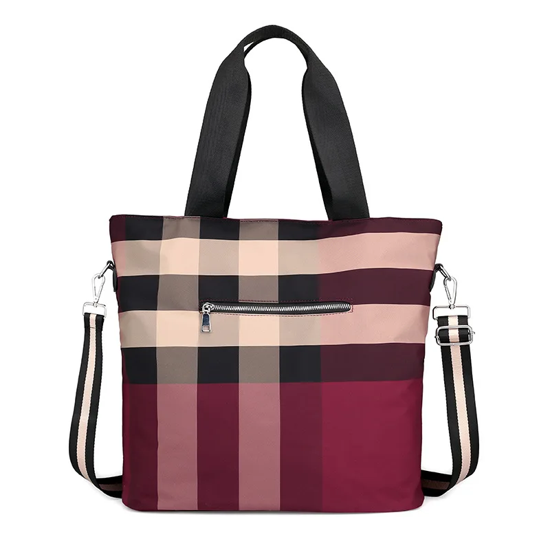 

New Style Oxford Cloth Fashion Plaid One-Shoulder Large Bag Going to Work Travel School Oblique Handbag WOMEN'S Bag