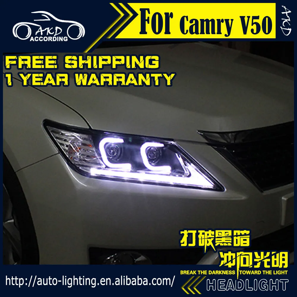 AKD автостайлинг фары для Toyota Camry 2012 V50 светодиодный ные DRL H7 D2H Hid опция ангельский