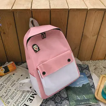 

Fashion School Backpacks Student Bags Cute Cartoon Totes Contrast Color Backpack Women Girl Canvas Knapsack High Quality Hot
