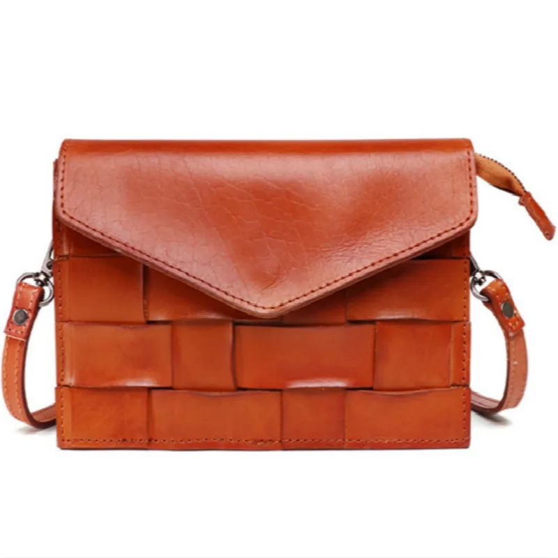 

Genuine Leather women Bag 2020 New Arrival Vintage woven leather women's bag Real leather shoulder Messenger bag
