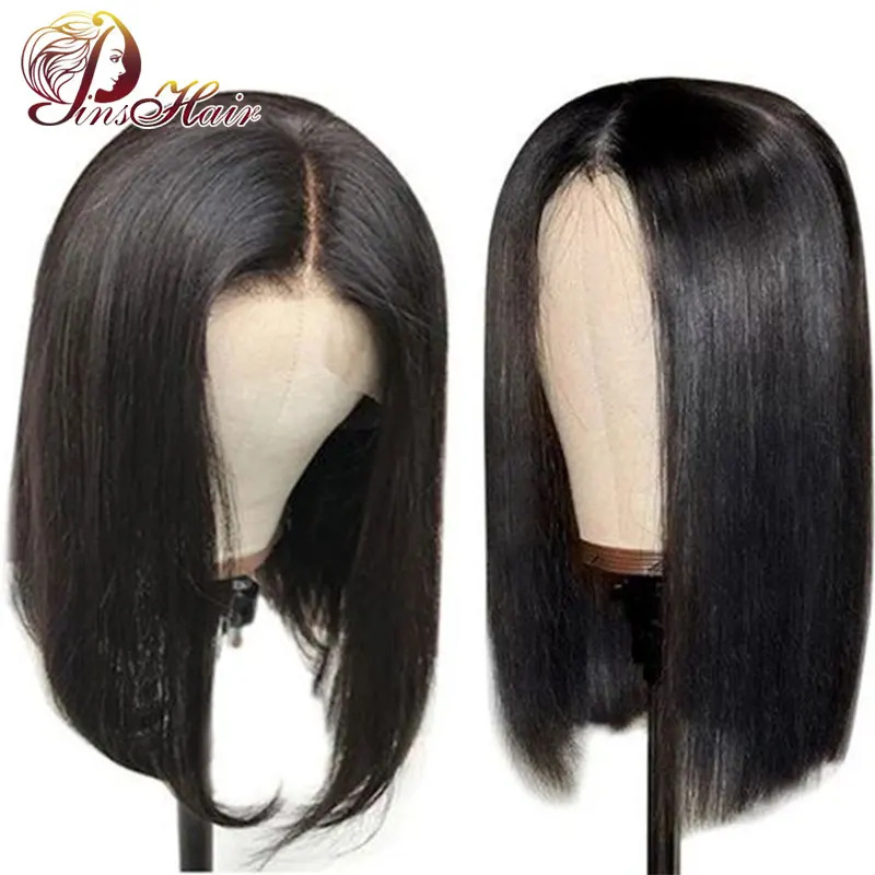 

13*4 Lace Short Bob Wigs Peruvian Straight Bob Wig Natural Color Lace Front Human Hair Wigs Pinshair Nonremy Hair With Baby Hair
